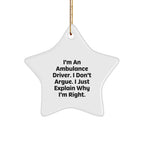 Funny Ambulance Driver Gifts from Family, Ambulance Driver Star Ornament, Inspirational Christmas Unique Gifts for Ambulance Driver