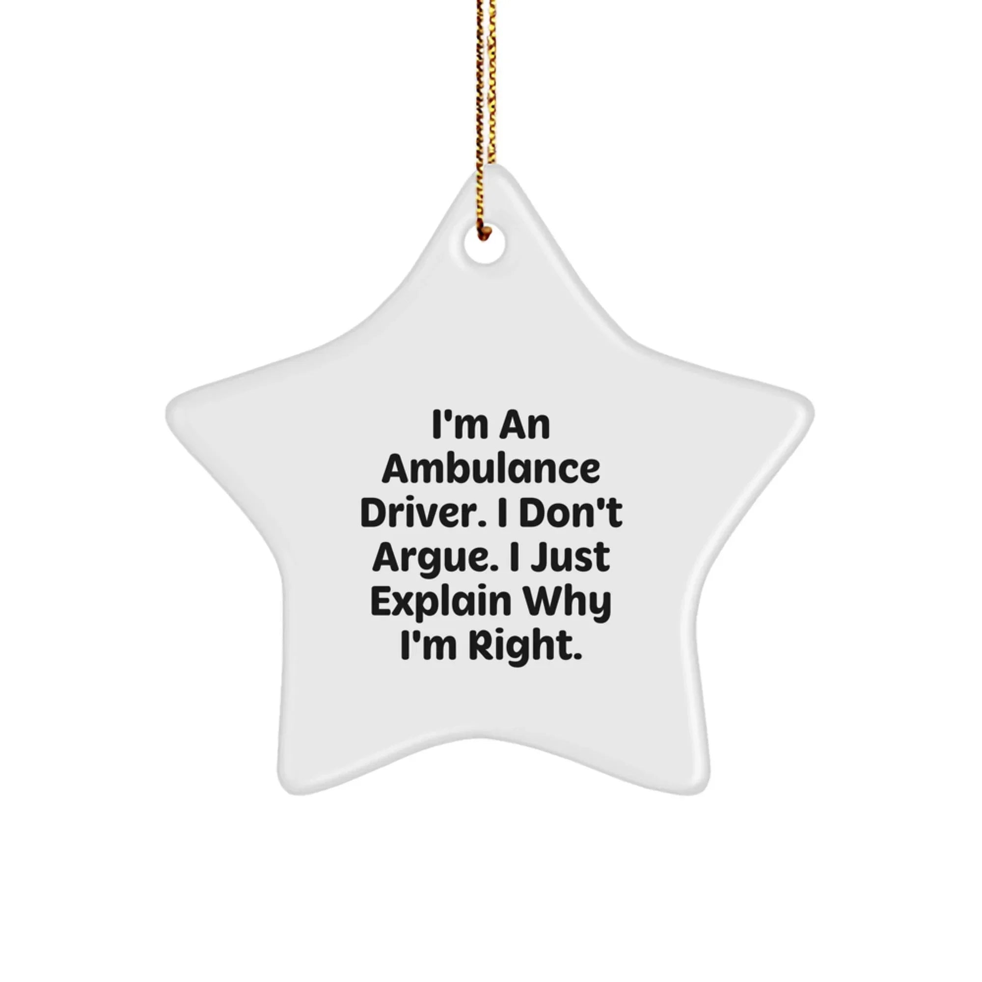 Funny Ambulance Driver Gifts from Family, Ambulance Driver Star Ornament, Inspirational Christmas Unique Gifts for Ambulance Driver