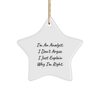 Funny Analyst Gifts for Coworkers, Star Ornament with Gold Cord, White Star Shaped Gift from Friends, Unique Christmas Ornament for Analyst Men - Image 1