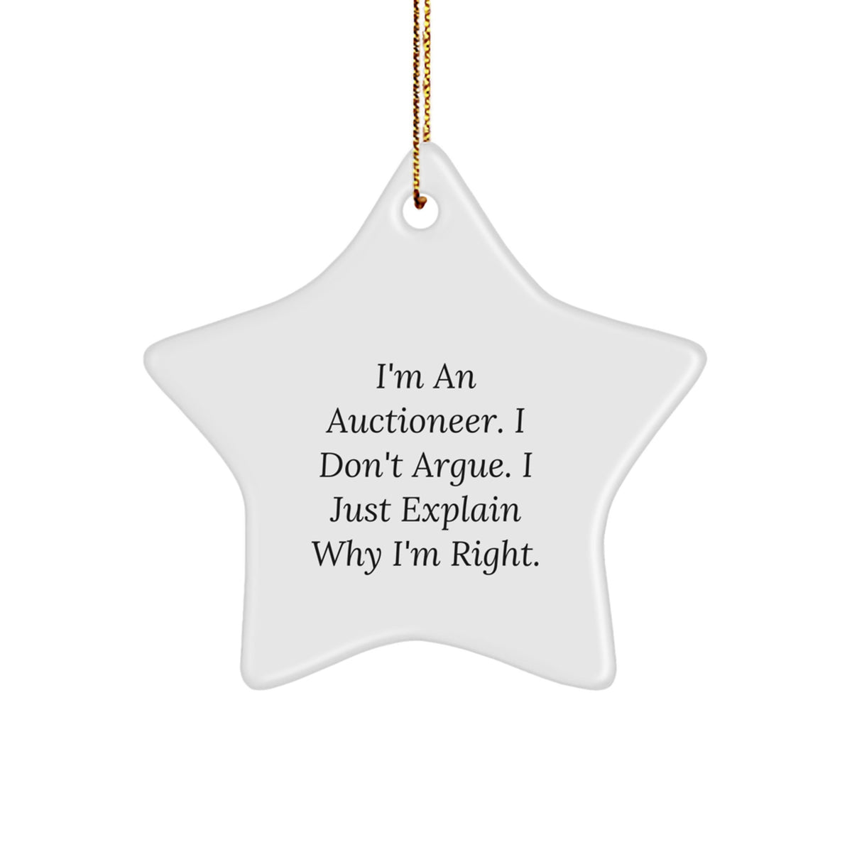 Favorite Auctioneer Christmas Ornament Gift - 'I Don't Argue' - Festive - Image 1