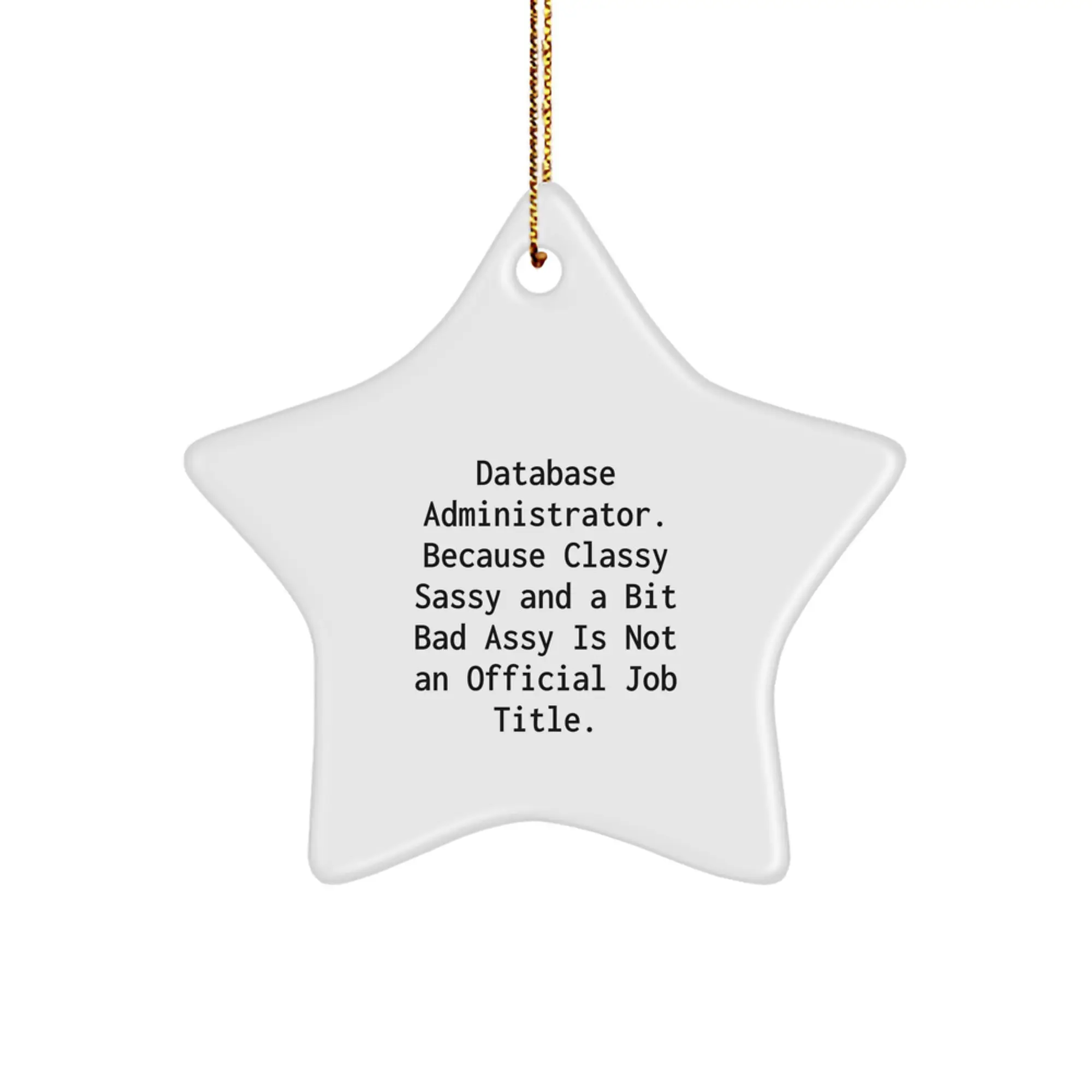 Funny Database Administrator Gifts, Unique Star Ornament for Men, Women, Friends, or Coworkers, 'Database Administrator. Because Classy Sassy And A Bit Fearlessy Is Not An Official Job Title.' - Image 1
