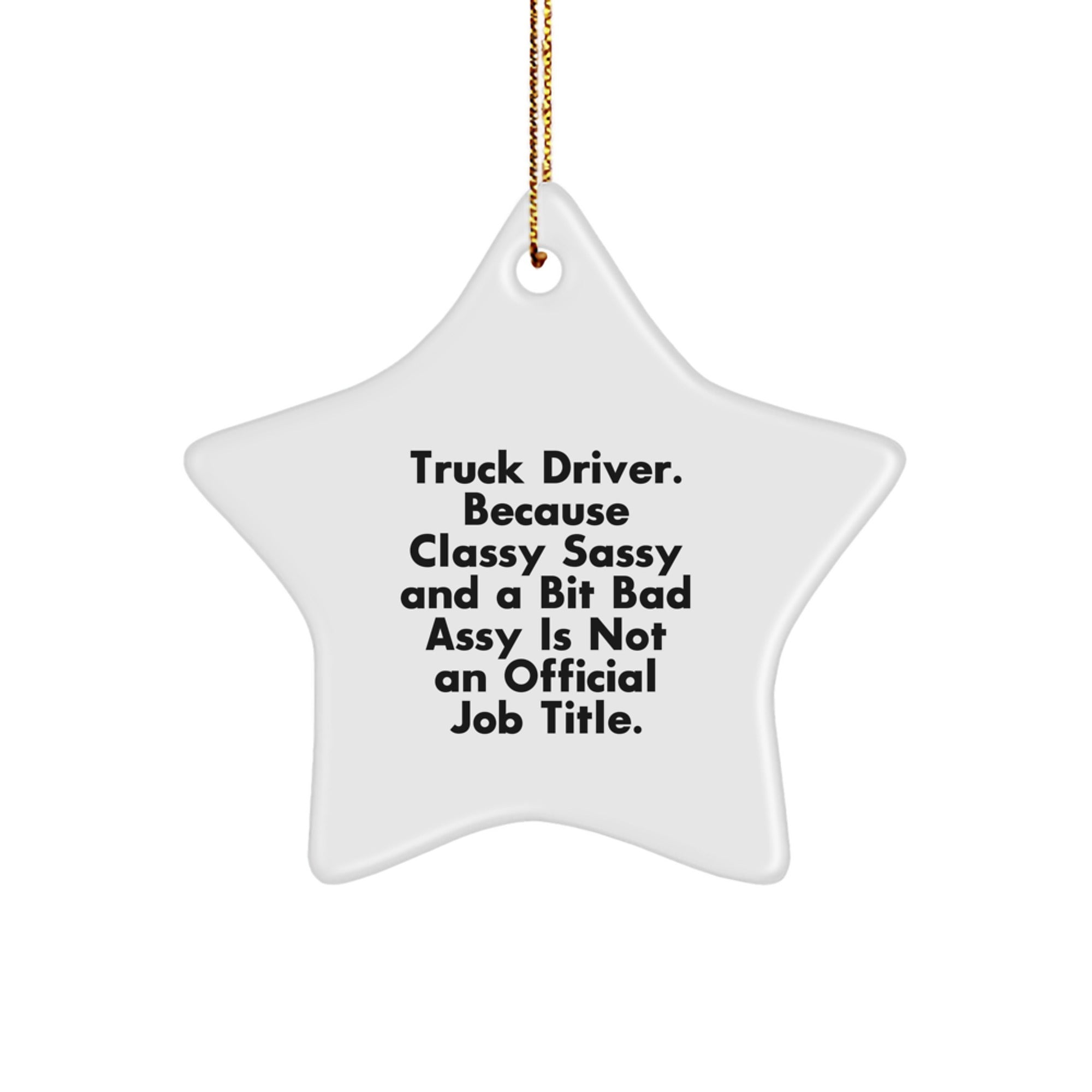 Funny Truck Driver Gifts for Men - Star Ornament for Christmas Unique Gifts from Friends, Family, Coworkers, 'Truck Driver. Because Classy Sassy And A Bit Fearlessy Is Not An Official Job Title.' - Image 1