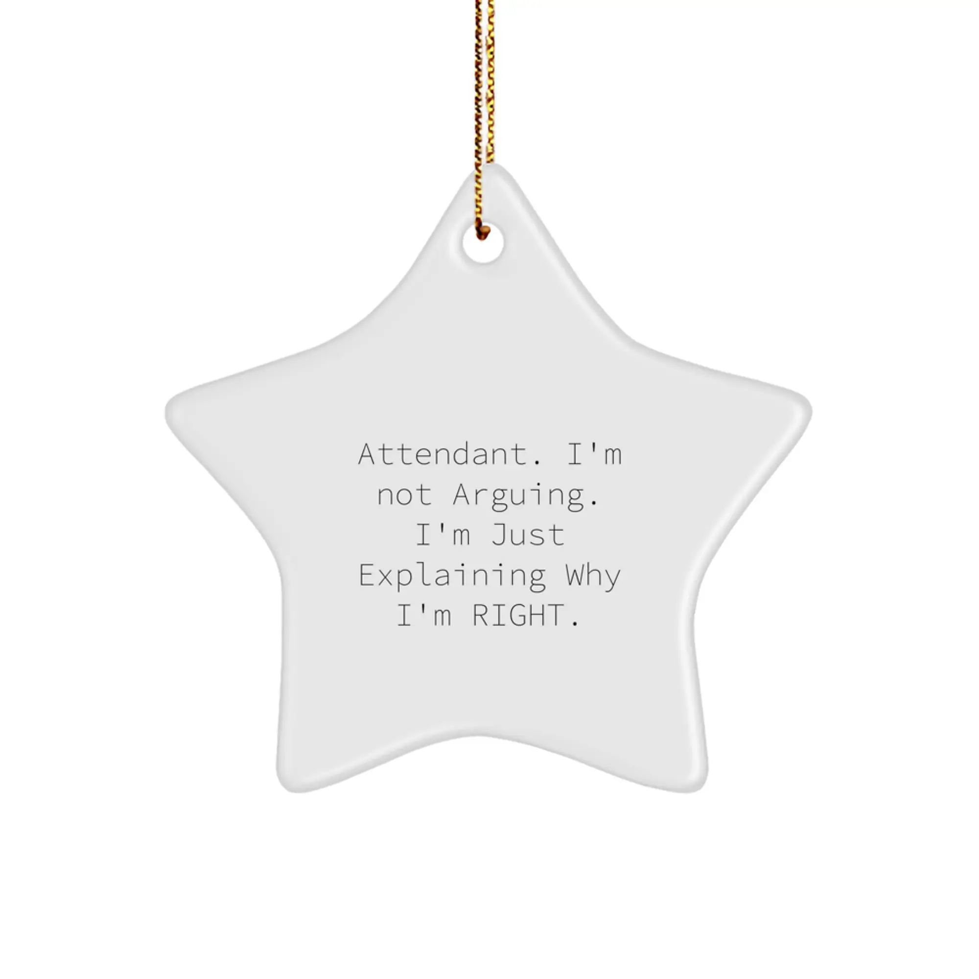 Funny Attendant Gifts from Friends, Christmas Unique Star Ornament for Attendant, 'I'm Not Arguing. I'm Just Explaining Why I'm Right.' - Image 1