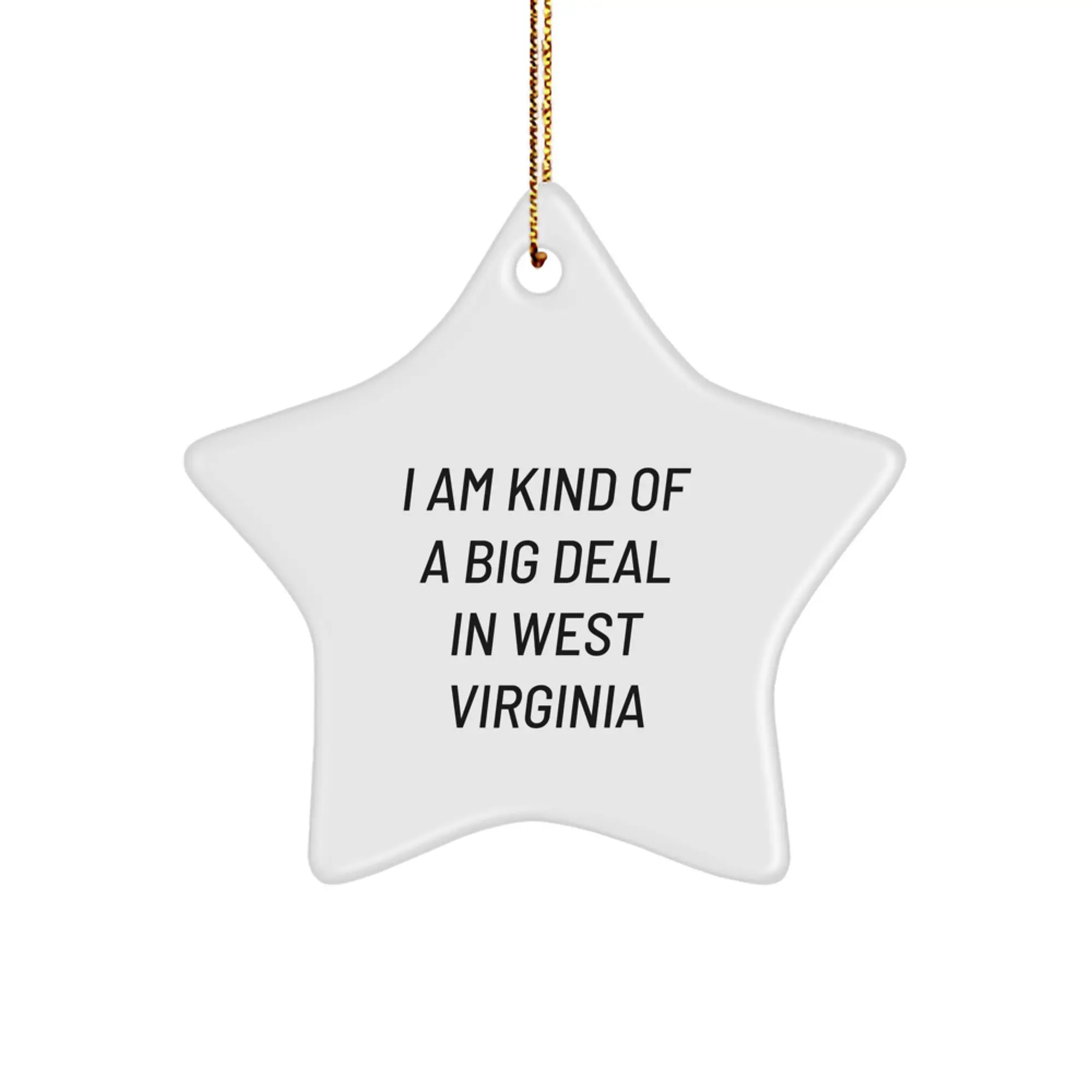 West Virginia Christmas Star Ornament, Funny Quote Gifts from Men to Friends, Star Shaped Decorations for Women, Coworkers, and Family - I Am Kind 'Of' A Prime Selection In West Virginia - Image 1