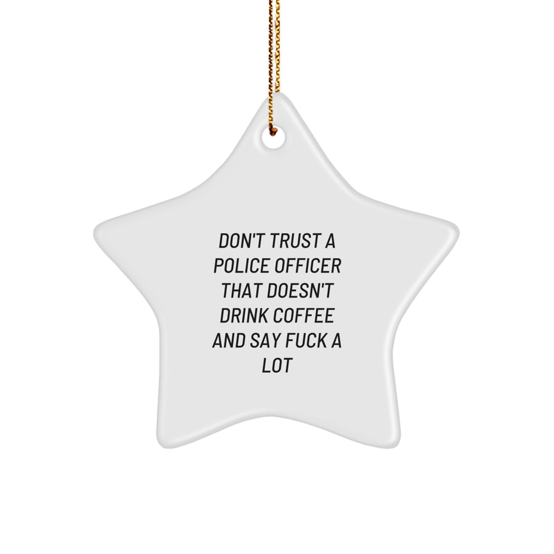 Funny Police Officer Gifts for Men, Cop Star Ornament, Unique Christmas Memorable Presents from Friends, Family, or Coworkers - Image 1