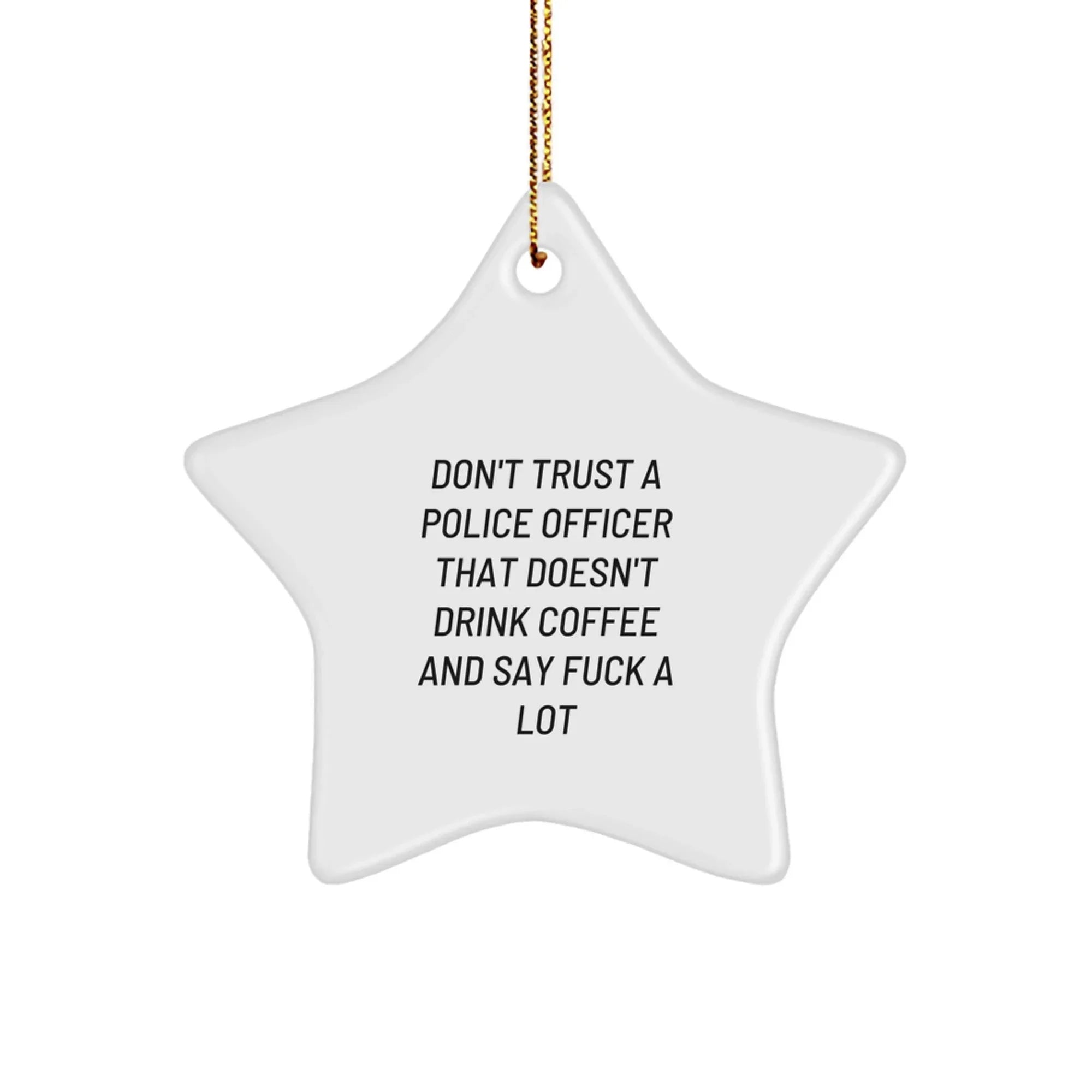 Funny Police Officer Gifts for Men, Cop Star Ornament, Unique Christmas Memorable Presents from Friends, Family, or Coworkers