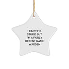 Funny Game Warden Christmas Unique Gifts from Friends for Men - I Can't Fix Stupid Star Ornament, Game Warden Star Decoration