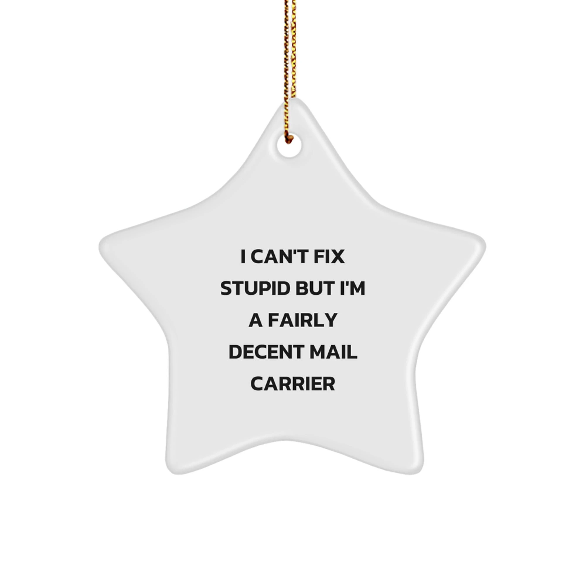 Funny Mail Carrier Gifts from Christmas Star Ornament for Friends, I Can't Fix Stupid But I'm A Decent Mail Carrier Humor Christmas Unique Gifts for Mail Carrier