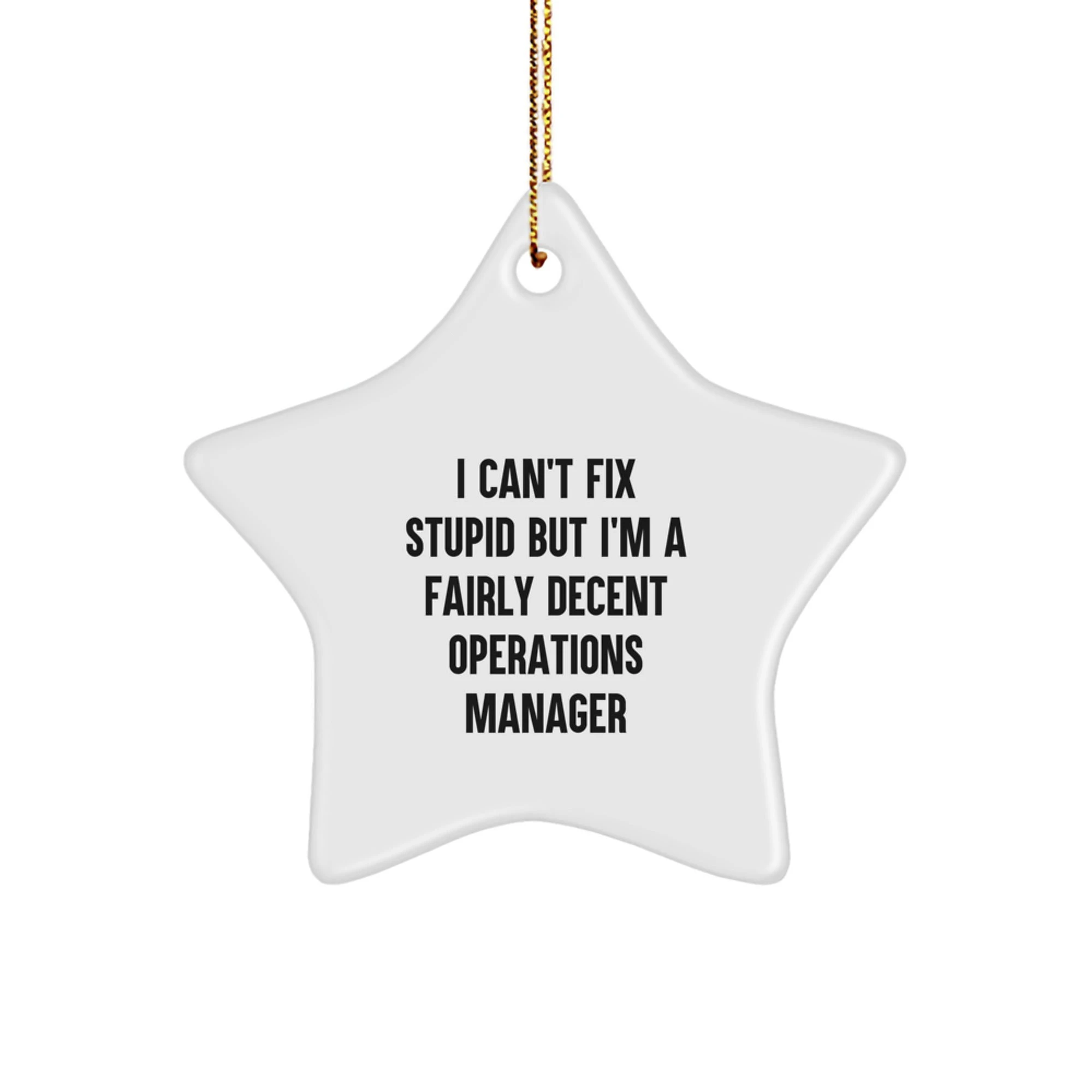 Funny Operations Manager Gifts for Men, Star Ornament with I Can't Fix Stupid Quote, Christmas Unique Gifts from Friends