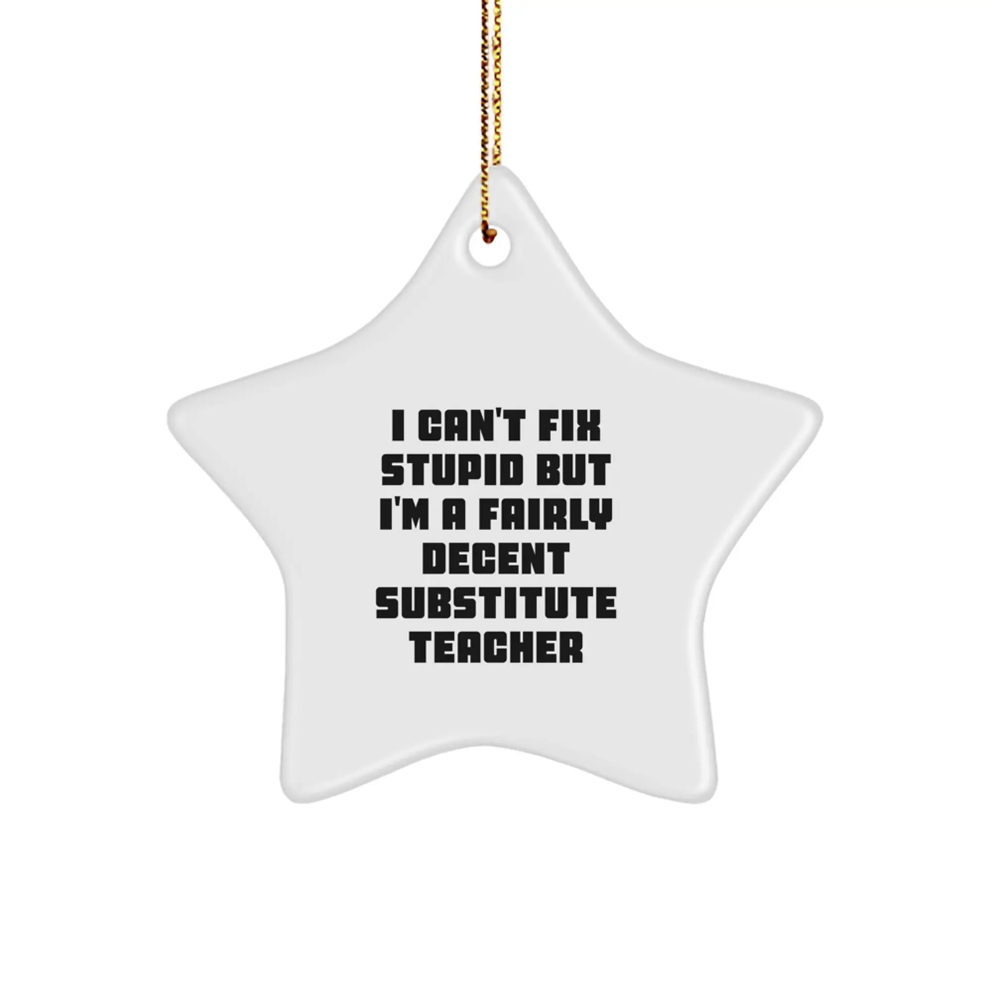 Funny Substitute Teacher Star Ornament Gifts from Friends to a Fairly Decent Coworker - Image 1
