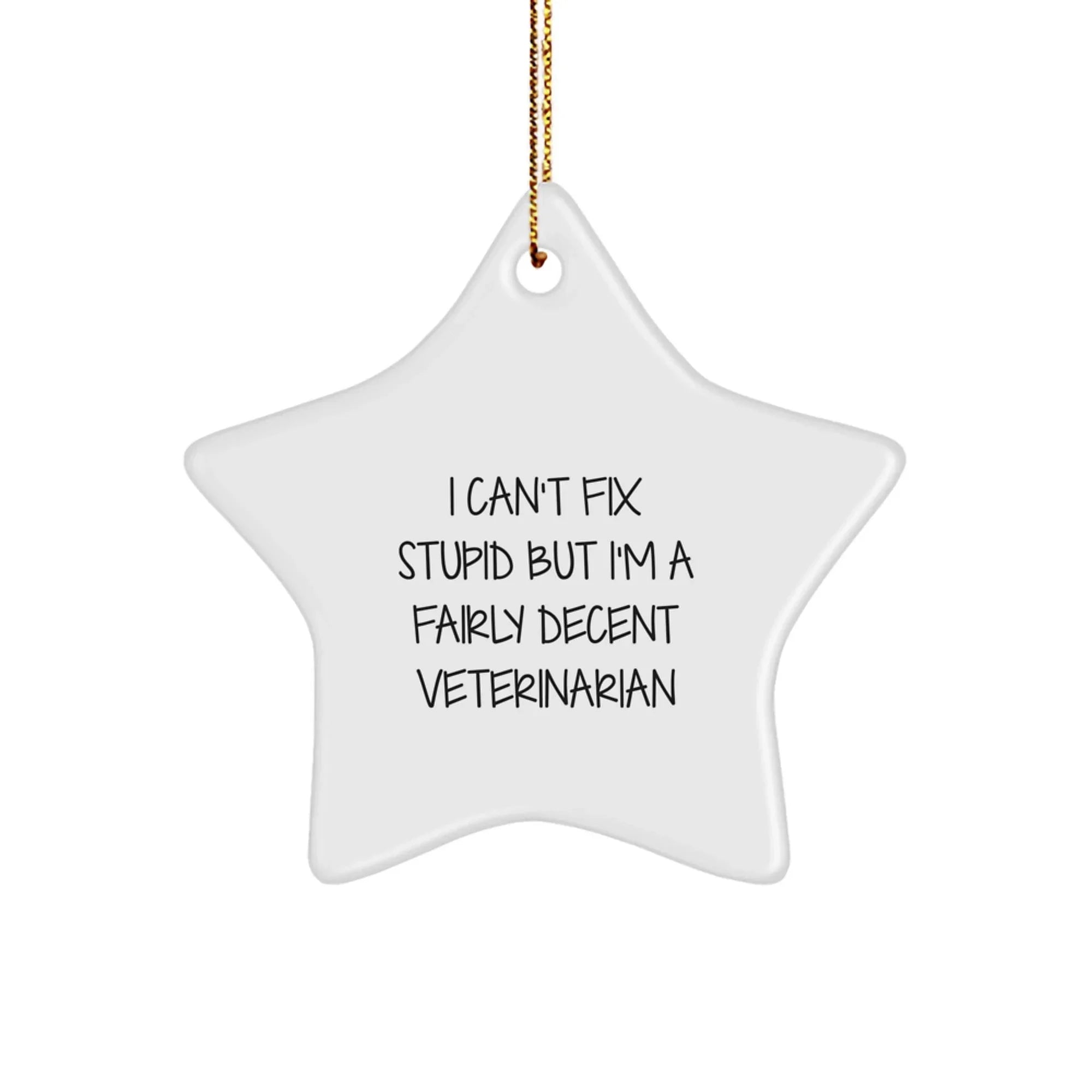 Funny Veterinarian Christmas Unique Gifts from Friends for Veterinarian Star Ornament, I Can't Fix Stupid But I'm A Fairly Decent Veterinarian Humor