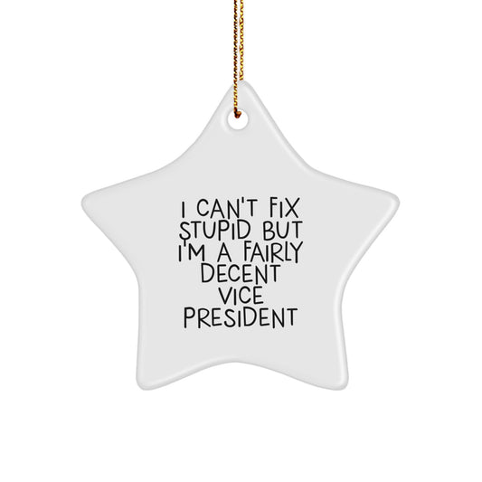 Funny Vice President Star Ornament for Office Desk, Gifts from Friends to Vice President, Star Ornament Funny Quote, Christmas Unique Gifts for Vice President - Image 1