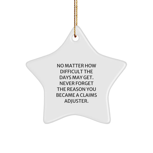 Funny Claims Adjuster Gifts from Men, Star Ornament for Claims Adjuster, Christmas Unique Gifts for Men, Never Forget Reason Became Claims Adjuster - Image 1