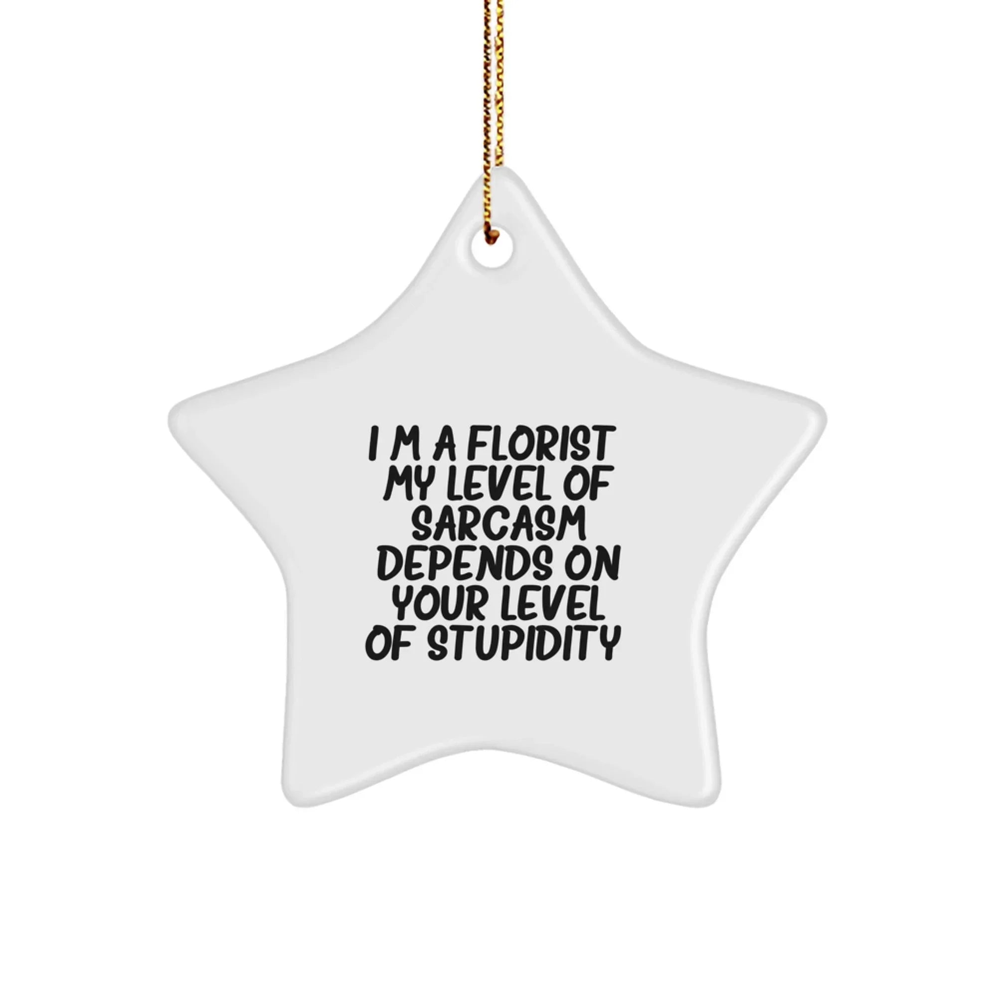 Funny Florist Gifts from Family for Women, Unique Star Ornament for Christmas Decorations, Sarcastic Quote - 'I'm A Florist. My Level Of Sarcasm Depends On Your Level Of Stupidity.'