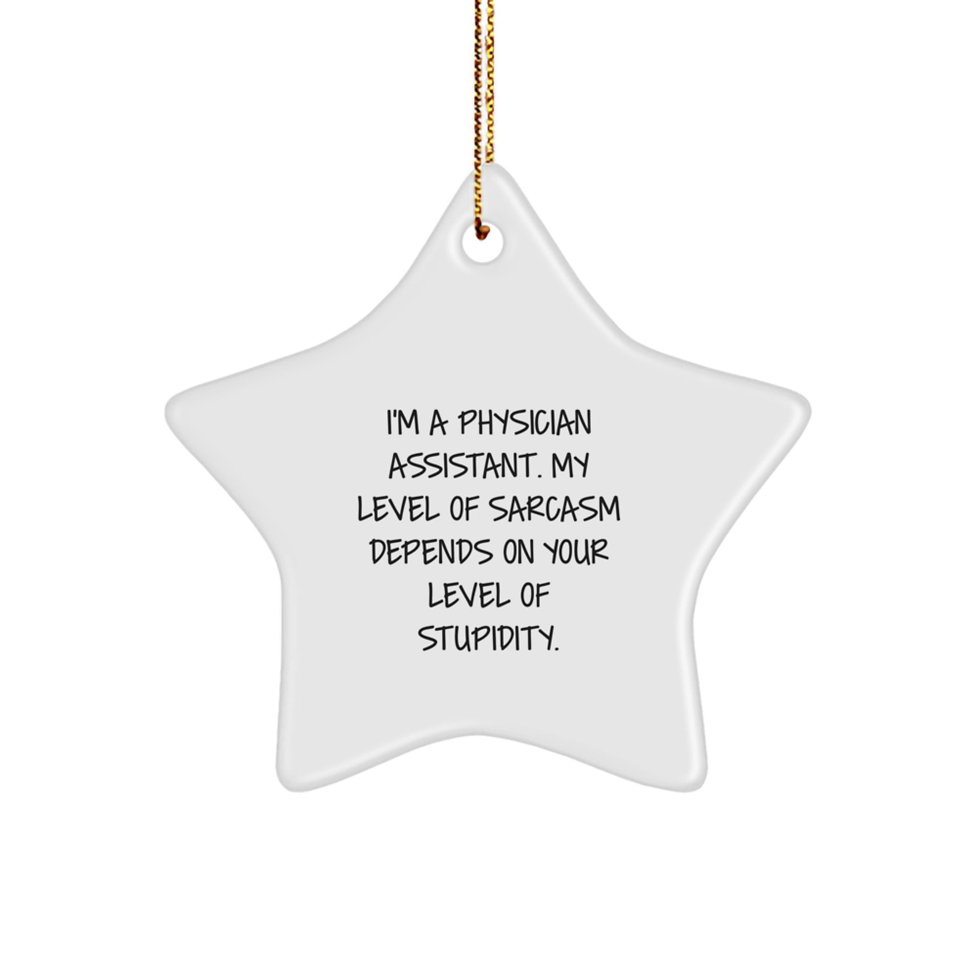 Funny Physician Assistant Christmas Unique Gifts - 'Level of Sarcasm' Star Ornament for PA Friends and Family, Gifts from Men - Image 1