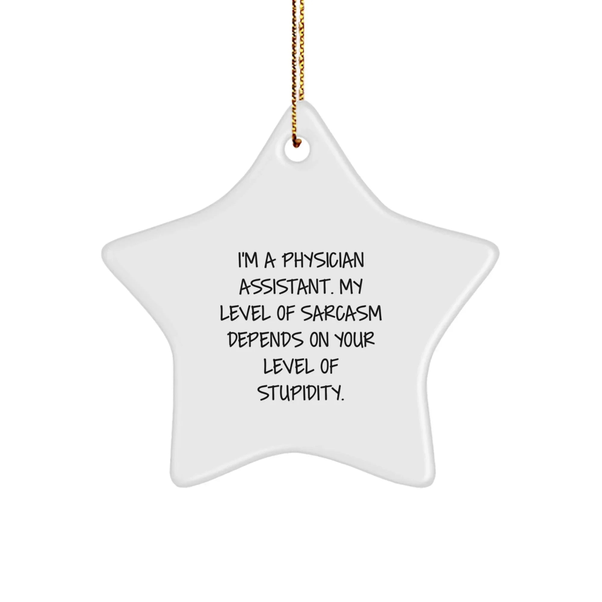 Funny Physician Assistant Christmas Unique Gifts - 'Level of Sarcasm' Star Ornament for PA Friends and Family, Gifts from Men