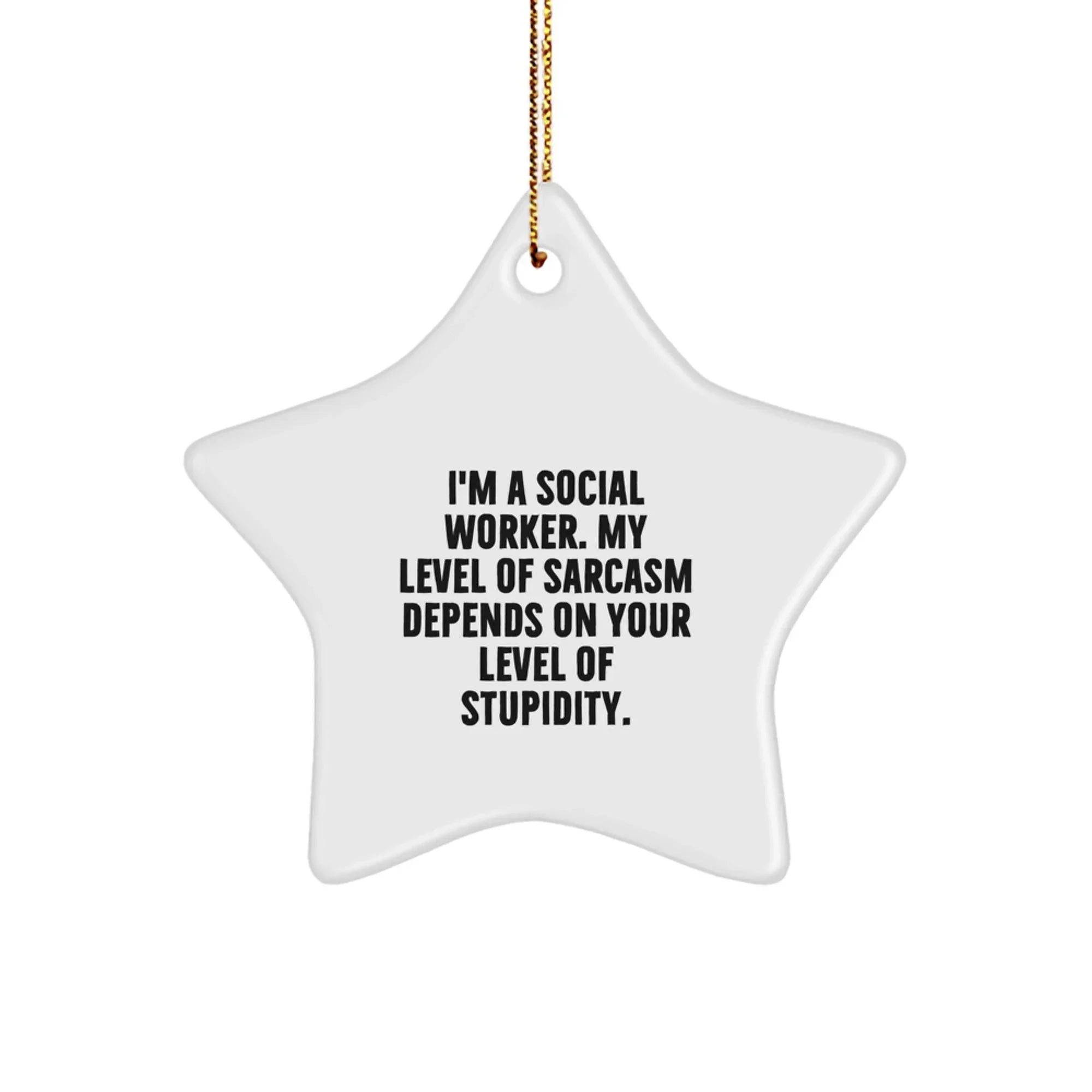 Funny Social Worker Star Ornament Gifts from Friends for Christmas Unique Decorations, Sarcasm Humor Quote