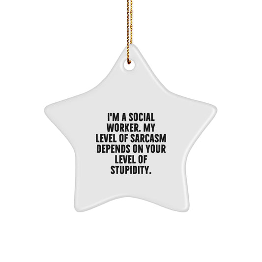 Funny Social Worker Star Ornament Gifts from Friends for Christmas Unique Decorations, Sarcasm Humor Quote - Image 1