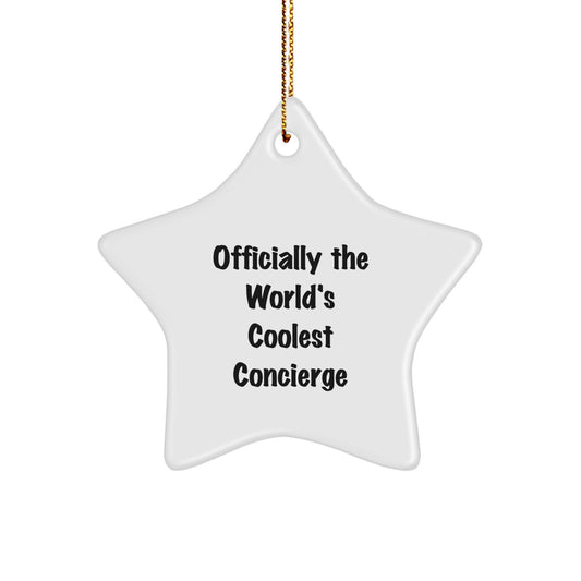Funny Concierge Gifts from Men, Women, Friends to Concierge, Men, Women - Star Ornament Officially The World's Coolest Concierge - Image 1