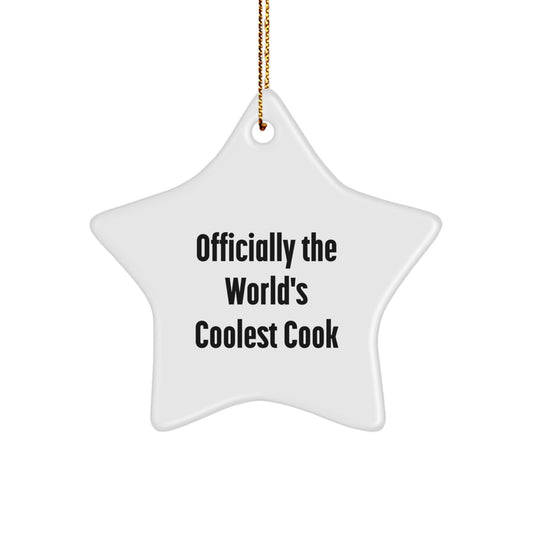 Funny 'Officially The World's Coolest Cook' Star Ornament, Gifts from Men to Cooks, Unique Christmas Unique Gifts for Cook Lovers - Image 1