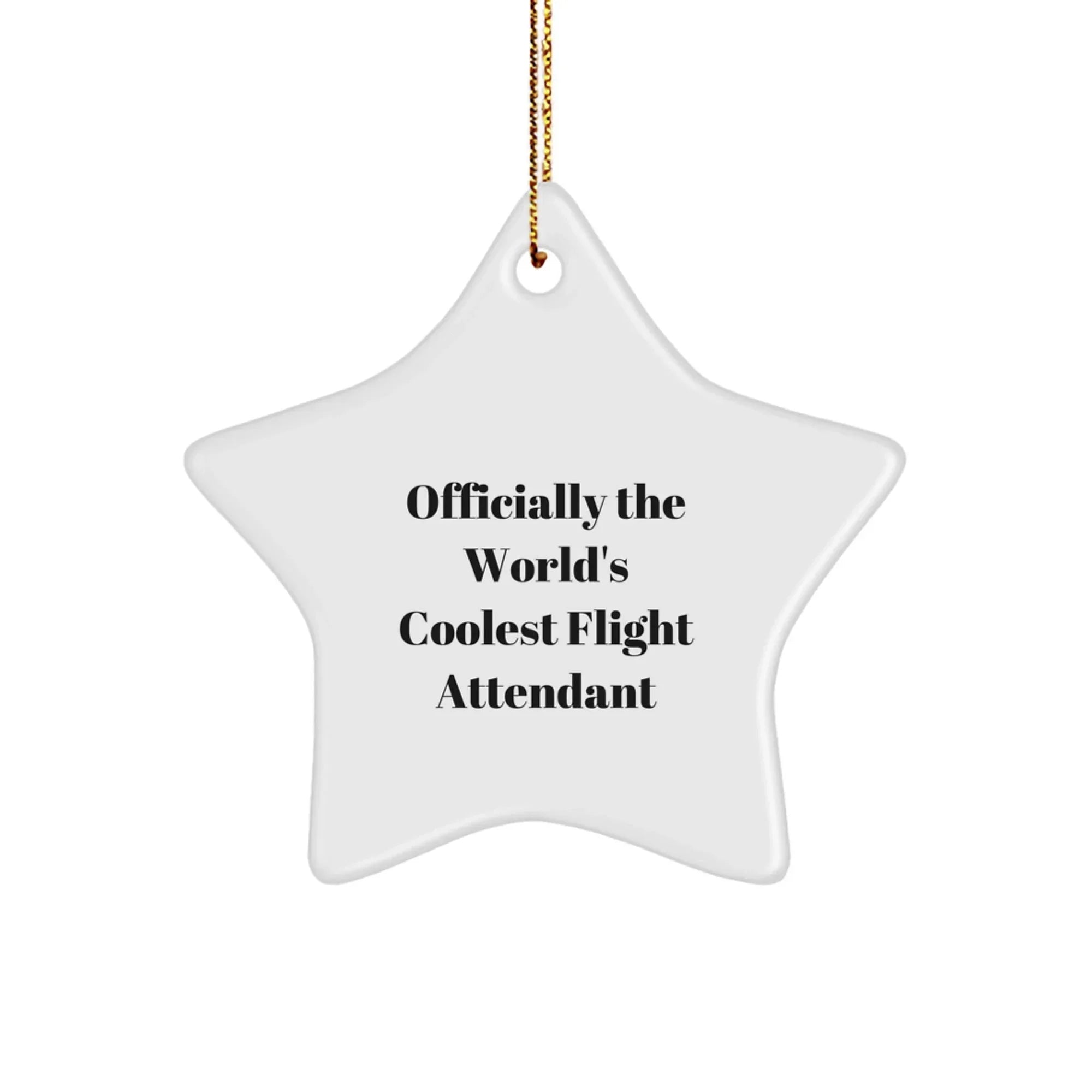 Funny Flight Attendant Gifts from Friends, Officially The World's Coolest Flight Attendant Star Ornament, Christmas Unique Gifts for Flight Attendant, Men, Women