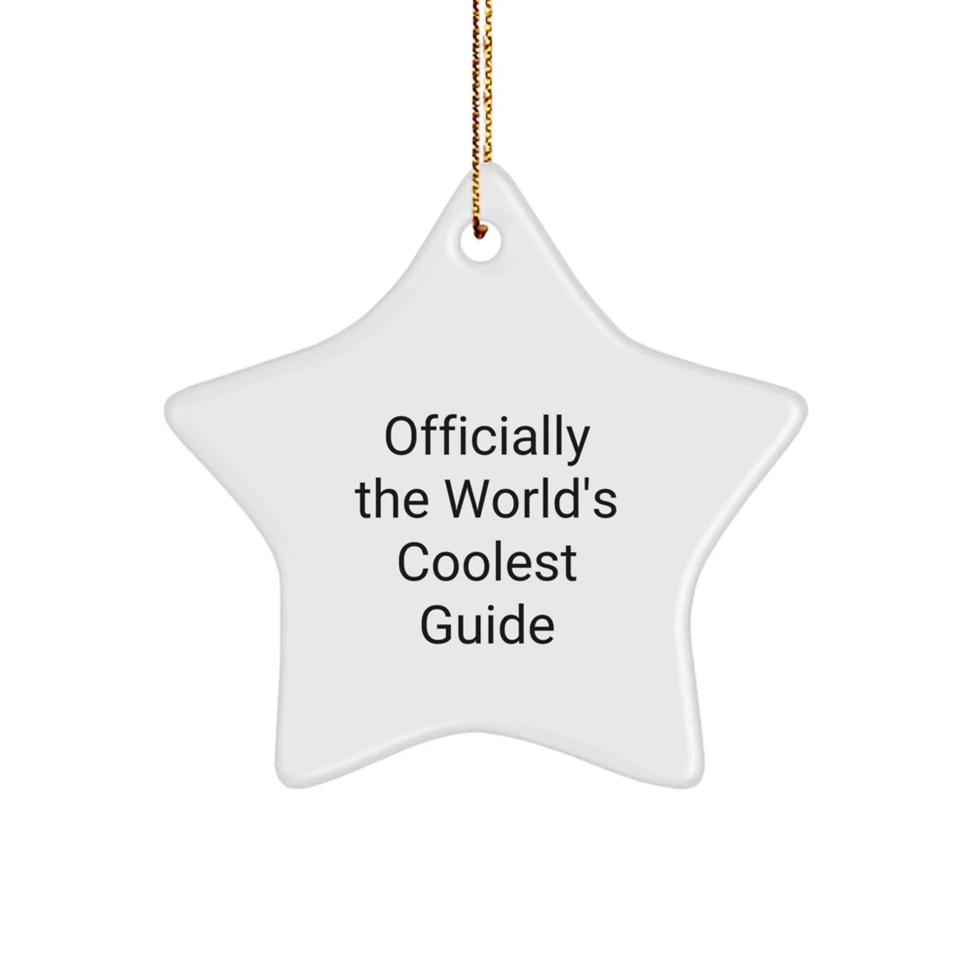 Officially the World's Coolest Guide Gifts from Friends for Guide Enthusiasts - Star Ornament, Funny Quote, White, 3.25'' Tall, Christmas Unique Gifts
