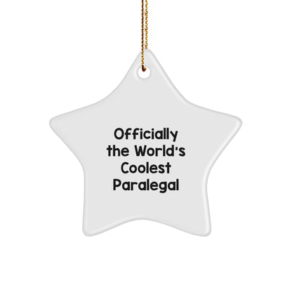 Funny Paralegal Christmas Star Ornament Gifts from Men to Paralegal, World's Coolest Paralegal, Star Ornament for Paralegal - Image 1