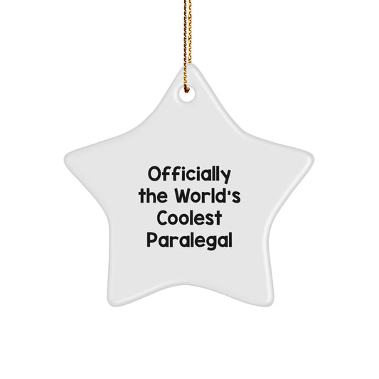 Funny Paralegal Christmas Star Ornament Gifts from Men to Paralegal, World's Coolest Paralegal, Star Ornament for Paralegal - Image 1