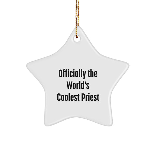 Funny Priest Gifts for Men, Star Ornament Christmas Unique Gifts from Friends, Officially The World's Coolest Priest - Image 1