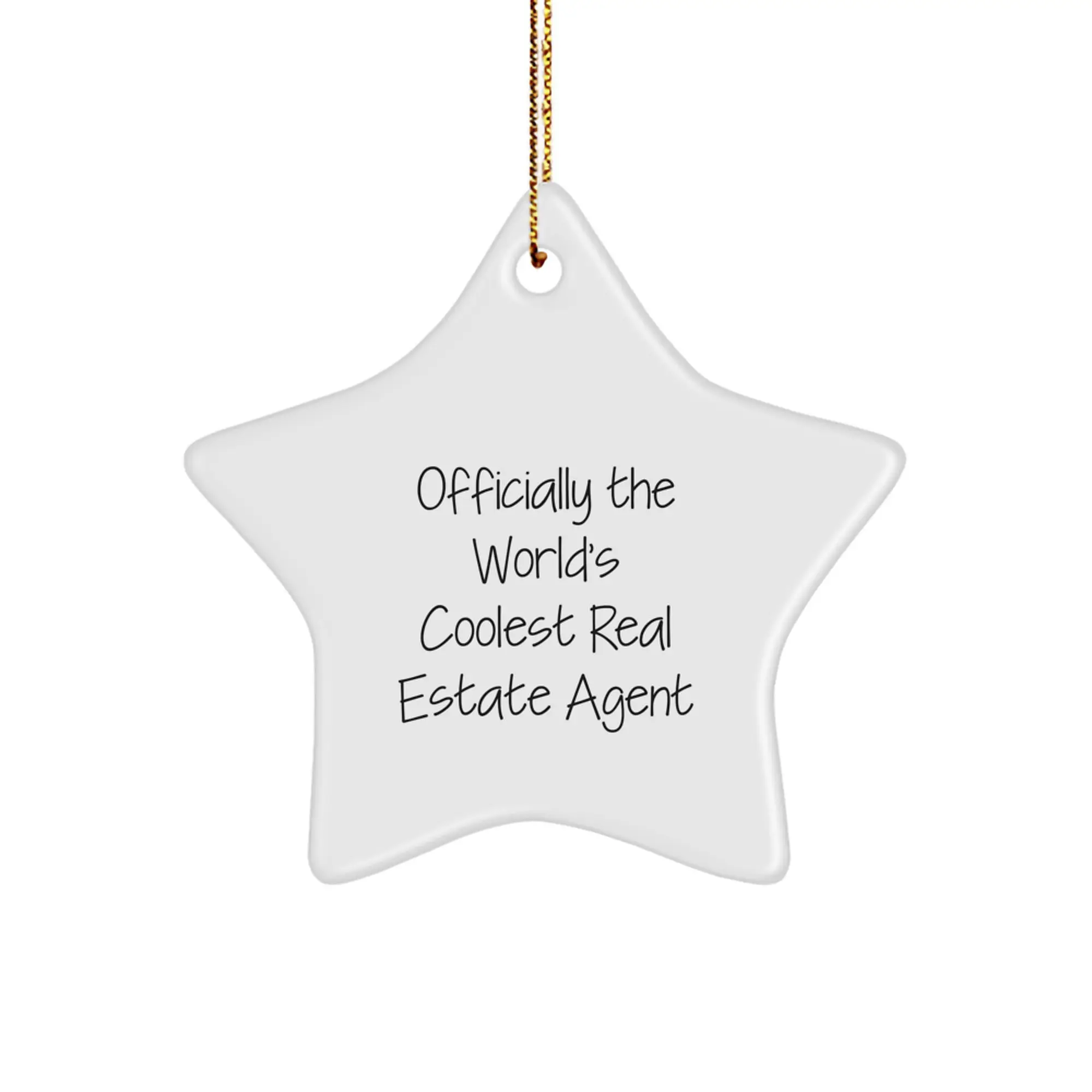 Funny Real Estate Agent Gifts from Friends - Officially The World's Coolest Real Estate Agent Star Ornament for Christmas Unique Gifts - Star Shaped White Decorations for Men Women Coworkers Family - Image 1