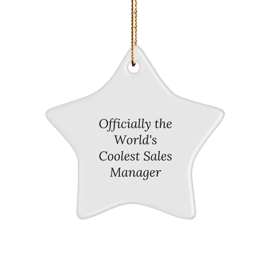 Funny Sales Manager Gifts from Friends, Inspirational Star Ornament, 'Officially The World's Coolest Sales Manager', Unique Christmas Unique Gifts for Men - Image 1