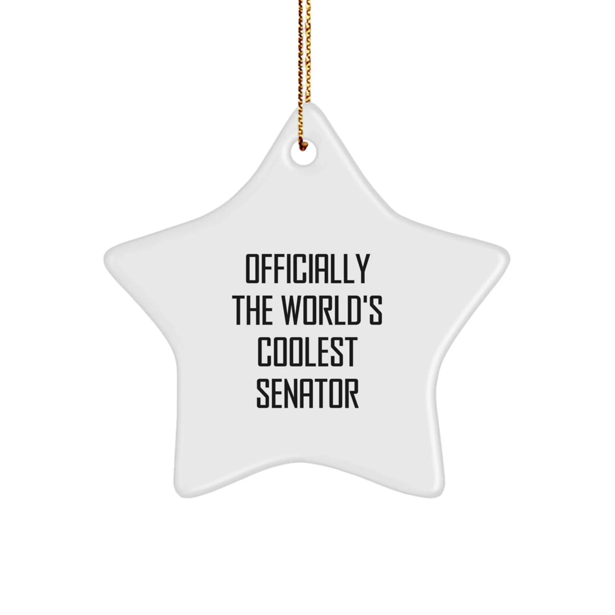 Funny Senator Star Ornament Gifts from Family or Friends with Quote Officially The World's Coolest Senator