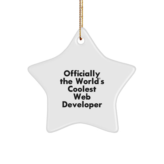 Funny Web Developer Gifts from Men for Officially The World's Coolest Web Developer Star Ornament - Christmas Unique Gifts for Web Developers, Web Developer Appreciation, Star Shaped Decorations - Image 1