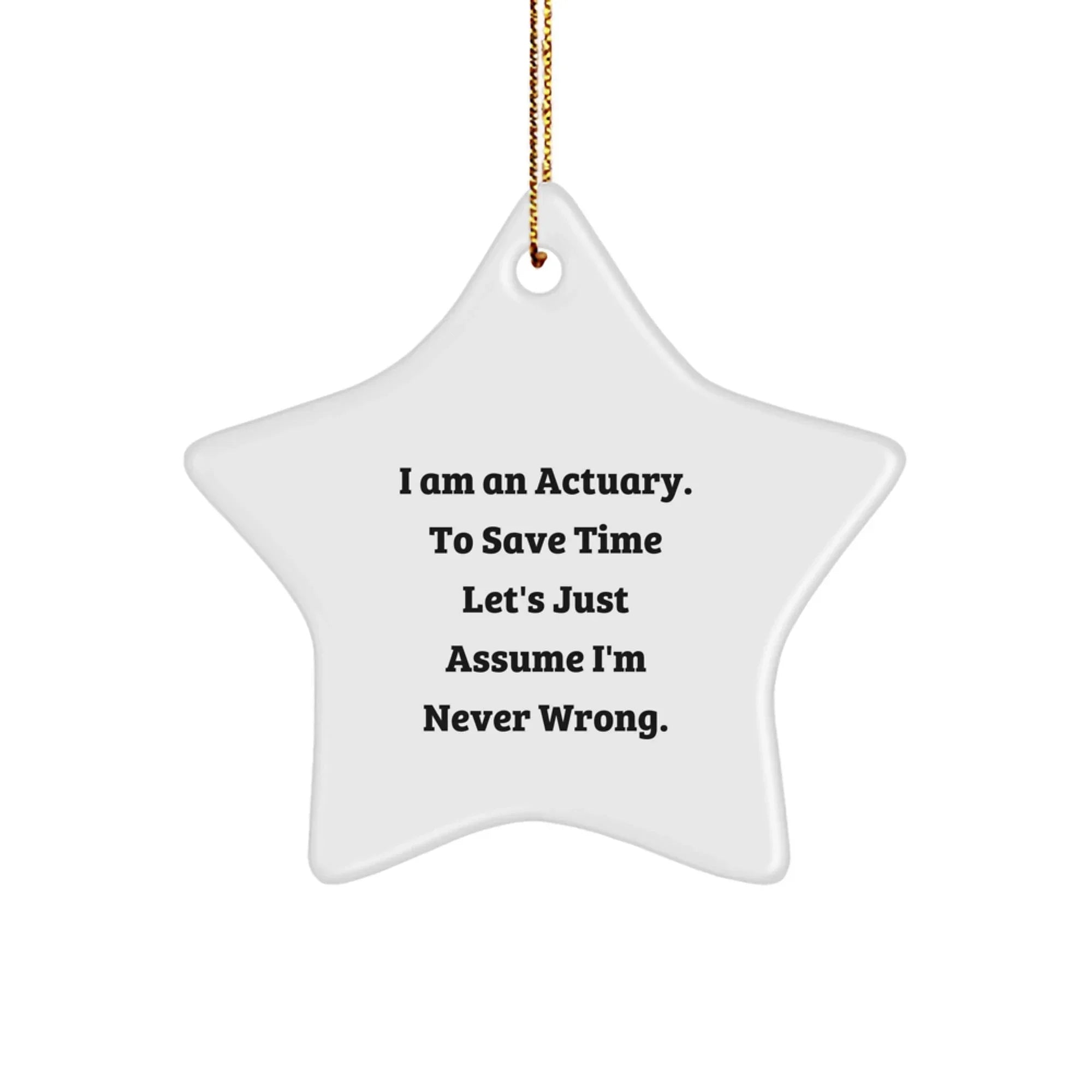 Funny Actuary Gifts for Men Friends Actuary Star Ornament 'I Am An Actuary. To Save Time Let's Just Assume I'm Never Wrong.' Christmas Decorations