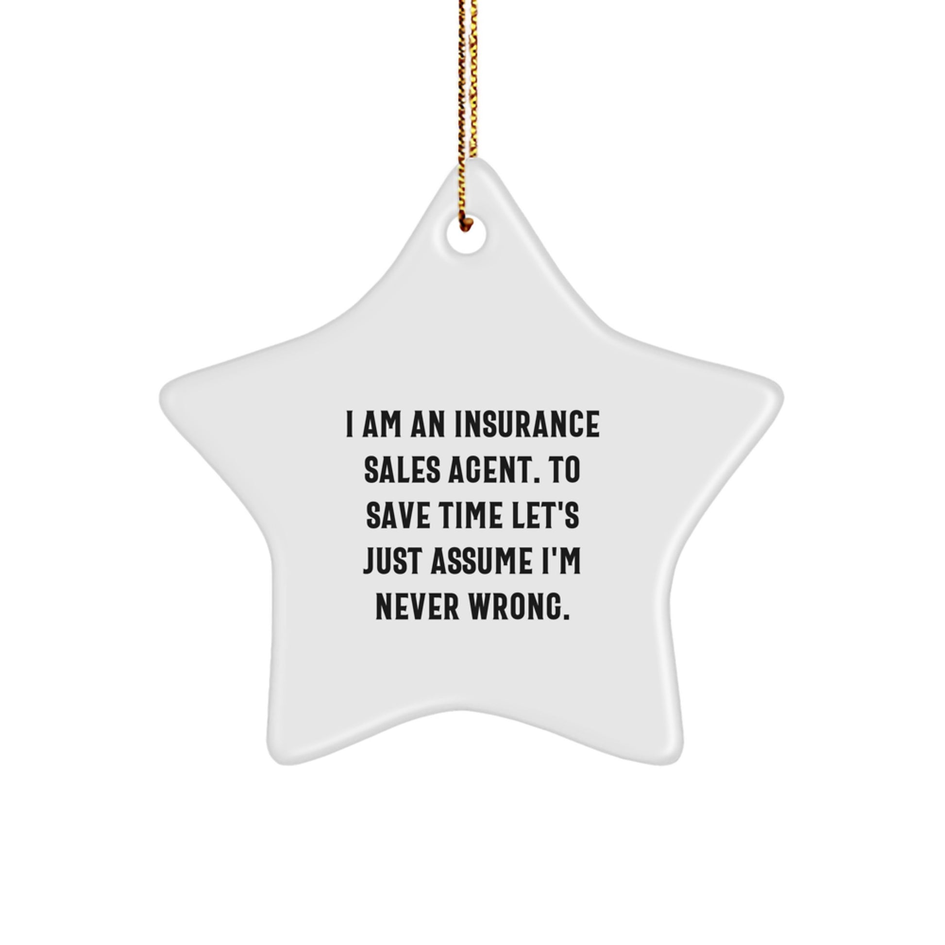 Christmas Insurance Sales Agent Star Ornament Gifts from Friends - Funny Quote Star Decoration for Insurance Sales Agent Coworkers - Image 1