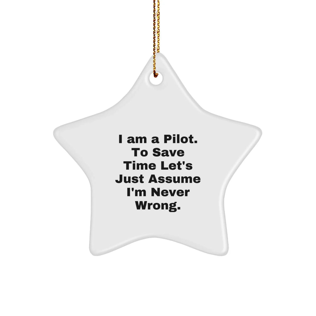 Funny Pilot Gifts from Friends for Men, Star Ornament Pilot Quote Funny, Christmas Unique Gifts for Pilot