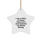 Funny Pilot Gifts from Friends for Men, Star Ornament Pilot Quote Funny, Christmas Unique Gifts for Pilot