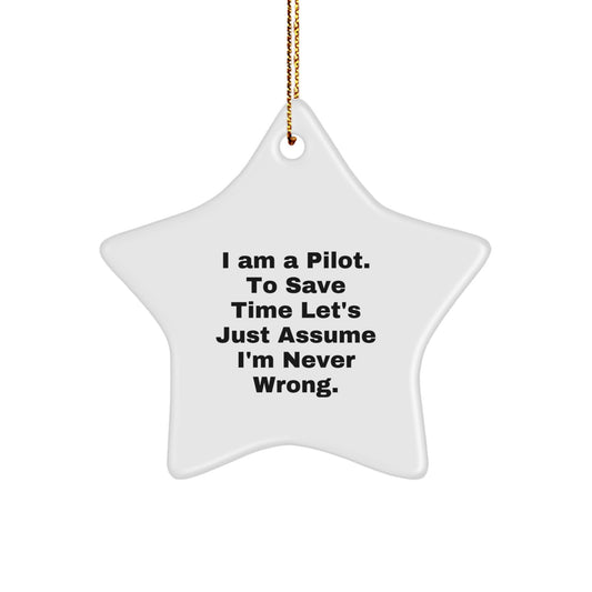 Funny Pilot Gifts from Friends for Men, Star Ornament Pilot Quote Funny, Christmas Unique Gifts for Pilot - Image 1