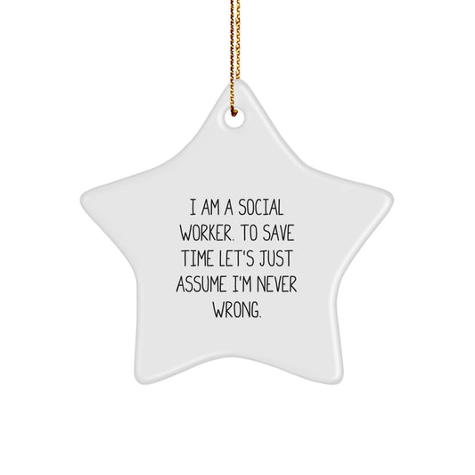 Funny Social Worker Gifts from Friends Unique Star Ornament for Social Worker Christmas Decoration - Image 1