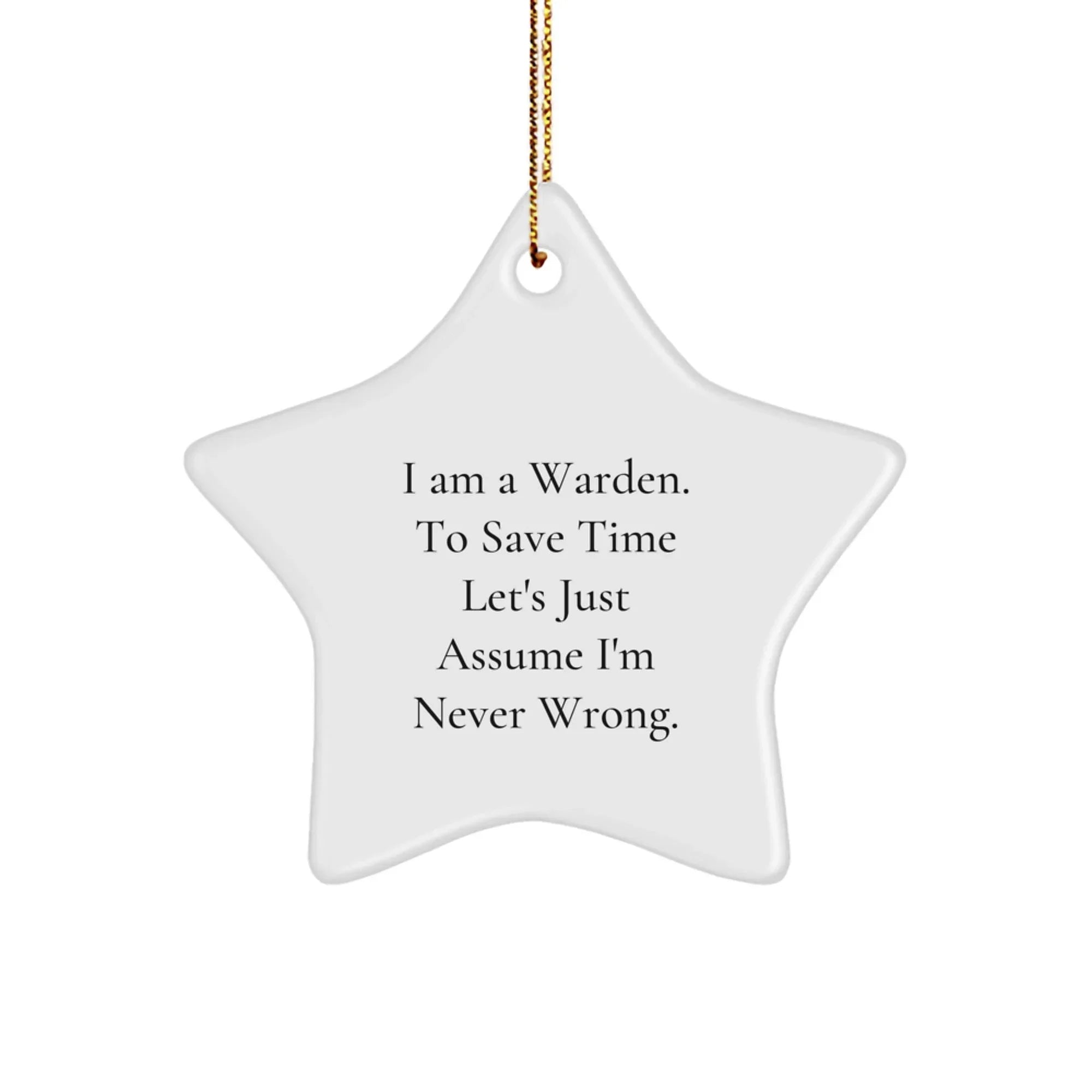 Funny Warden Star Ornament Gifts from Men to Warden, Christmas Unique Decorations, Inspirational Quote