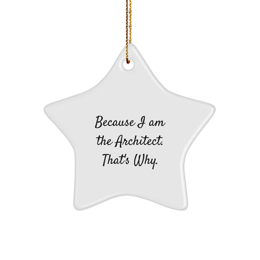 Architect Gifts, Funny Quote, Star Ornament, White, 3.25" Tall - Gifts from Men to Friends, Family, and Coworkers for Christmas - Image 1