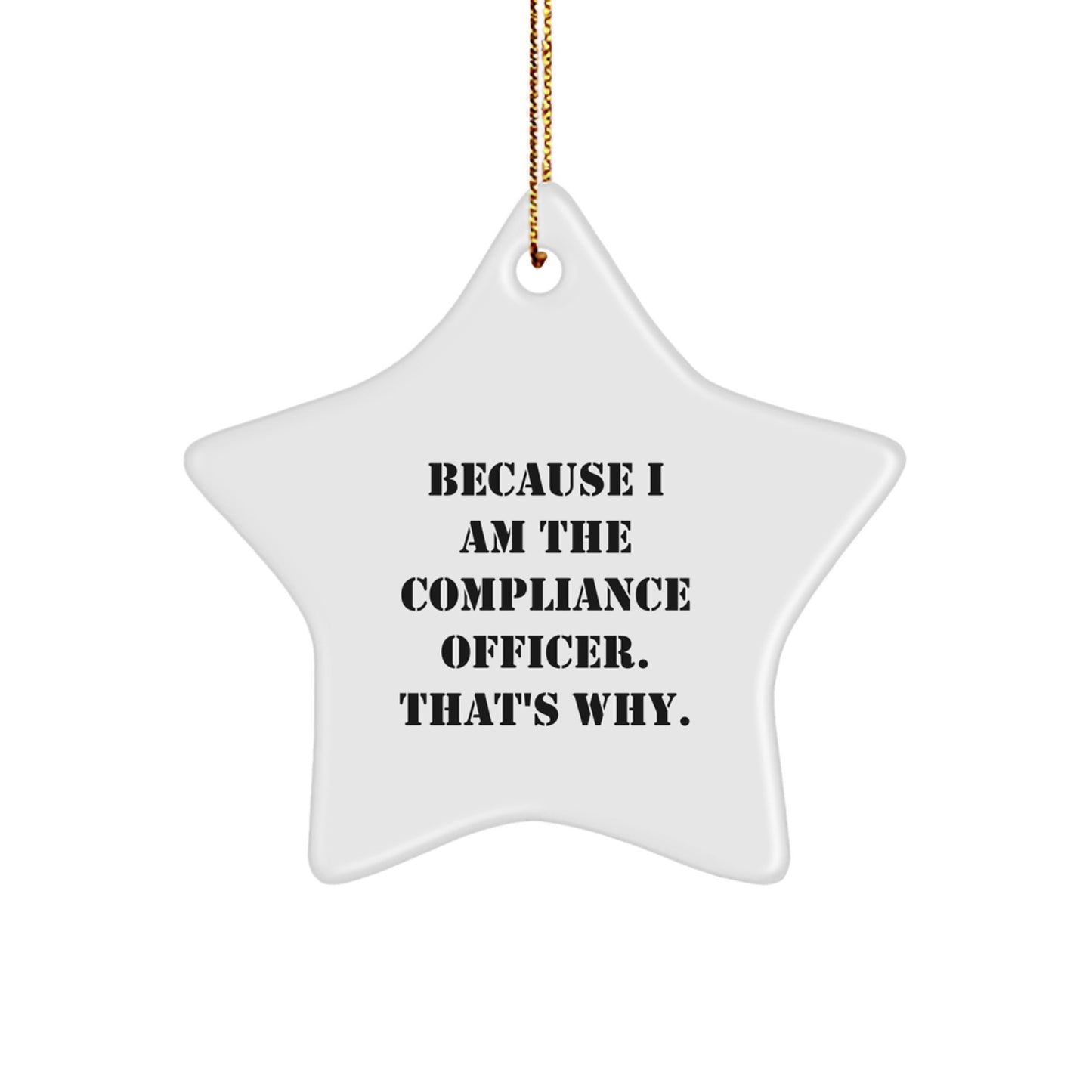 Compliance Officer Gifts Funny Star Ornament Because I Am The Compliance Officer. That's Why. Gifts for Men Women Family Friends Coworkers - Image 1