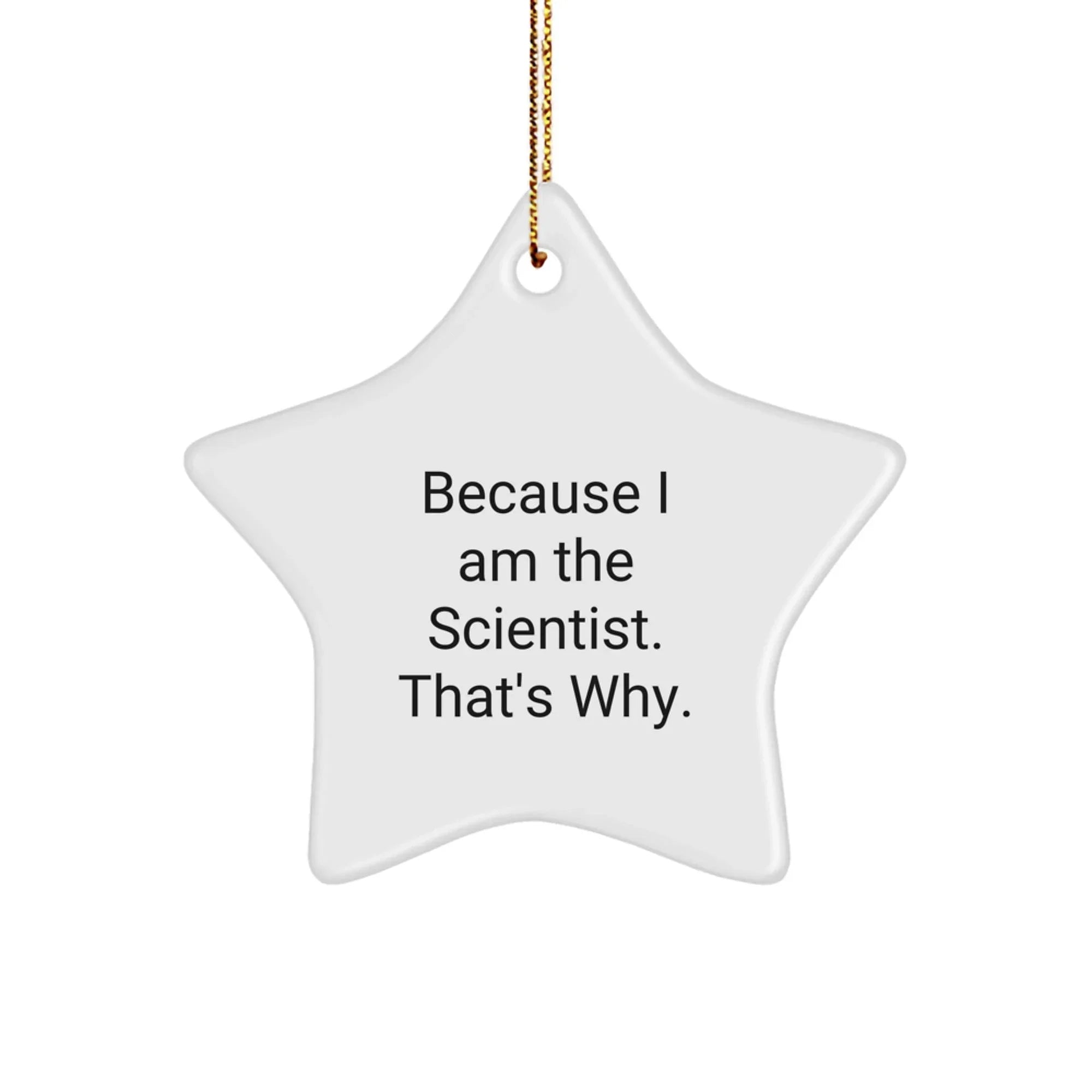 Funny Scientist Gifts: Because I Am The Scientist. That's Why. Star Ornament for Christmas Memorable Presents from Family to Friends