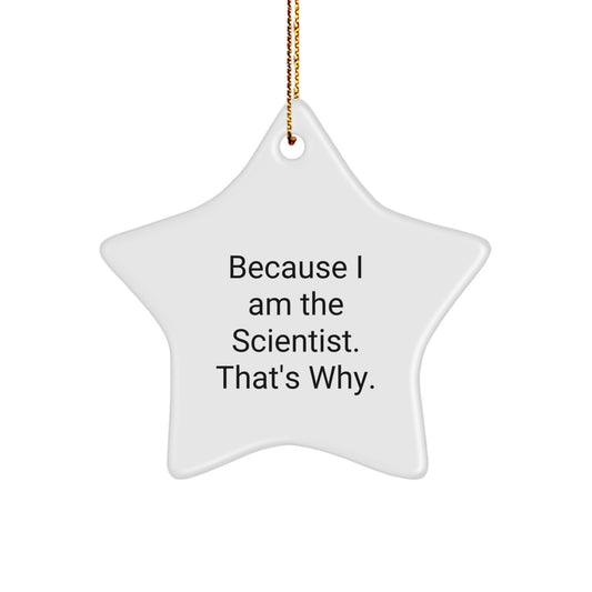 Funny Scientist Gifts: Because I Am The Scientist. That's Why. Star Ornament for Christmas Memorable Presents from Family to Friends - Image 1