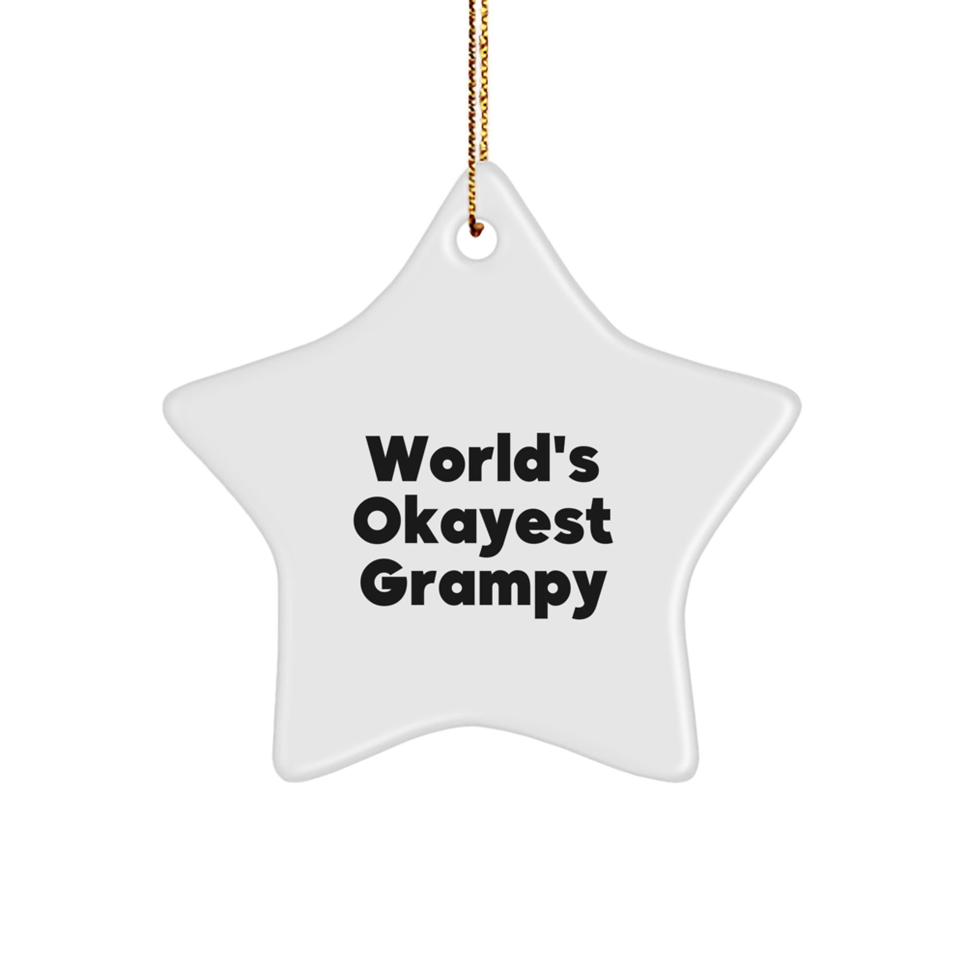 Funny Grampy Gifts from Men to Grampy, World's Okayest Grampy Star Ornament, Christmas Unique Gifts for Grampy - Image 1