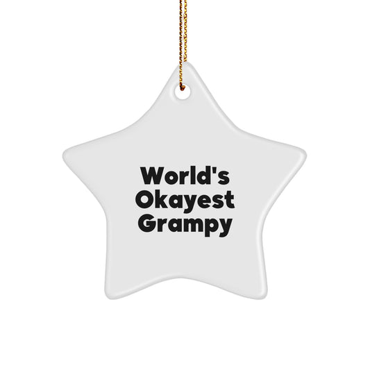 Funny Grampy Gifts from Men to Grampy, World's Okayest Grampy Star Ornament, Christmas Unique Gifts for Grampy - Image 1