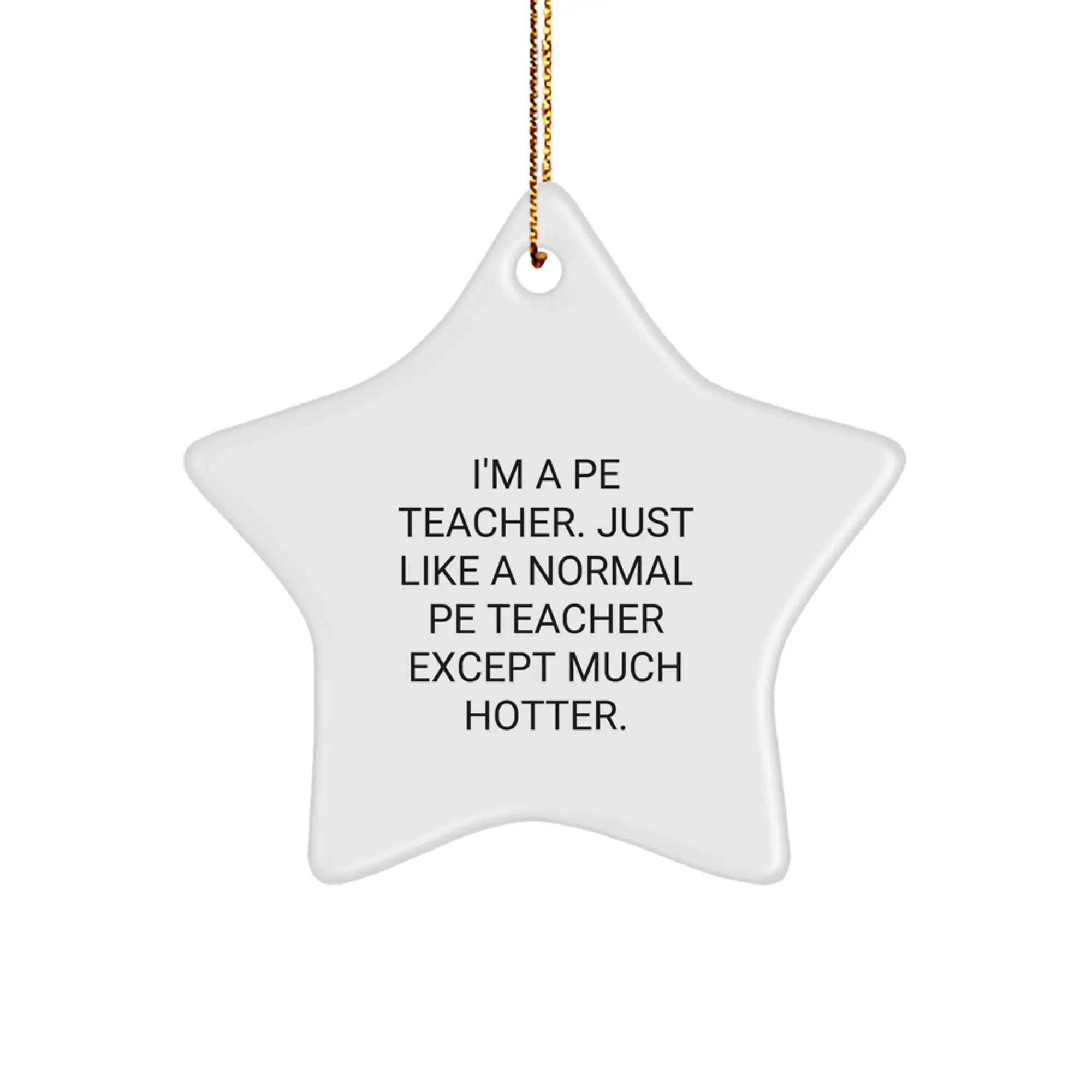 Funny PE Teacher Gifts from Men, Women and Friends for PE Teacher's Office Decorations, 'I'm A Pe Teacher. Just Like A Normal Pe Teacher Except Much Hotter.' Star Ornament - Image 1