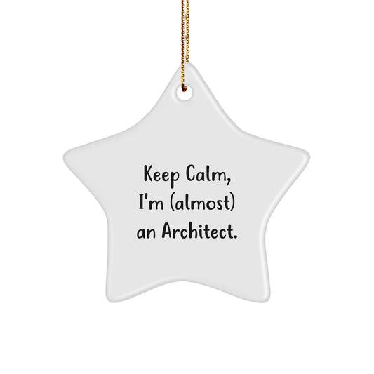 Funny Architect Gifts: 'Keep Calm, I'm (almost) An Architect.' Star Ornament for Men, Women, and Friends, Gifts from Family, Coworkers, and Friends, Christmas Unique Gifts