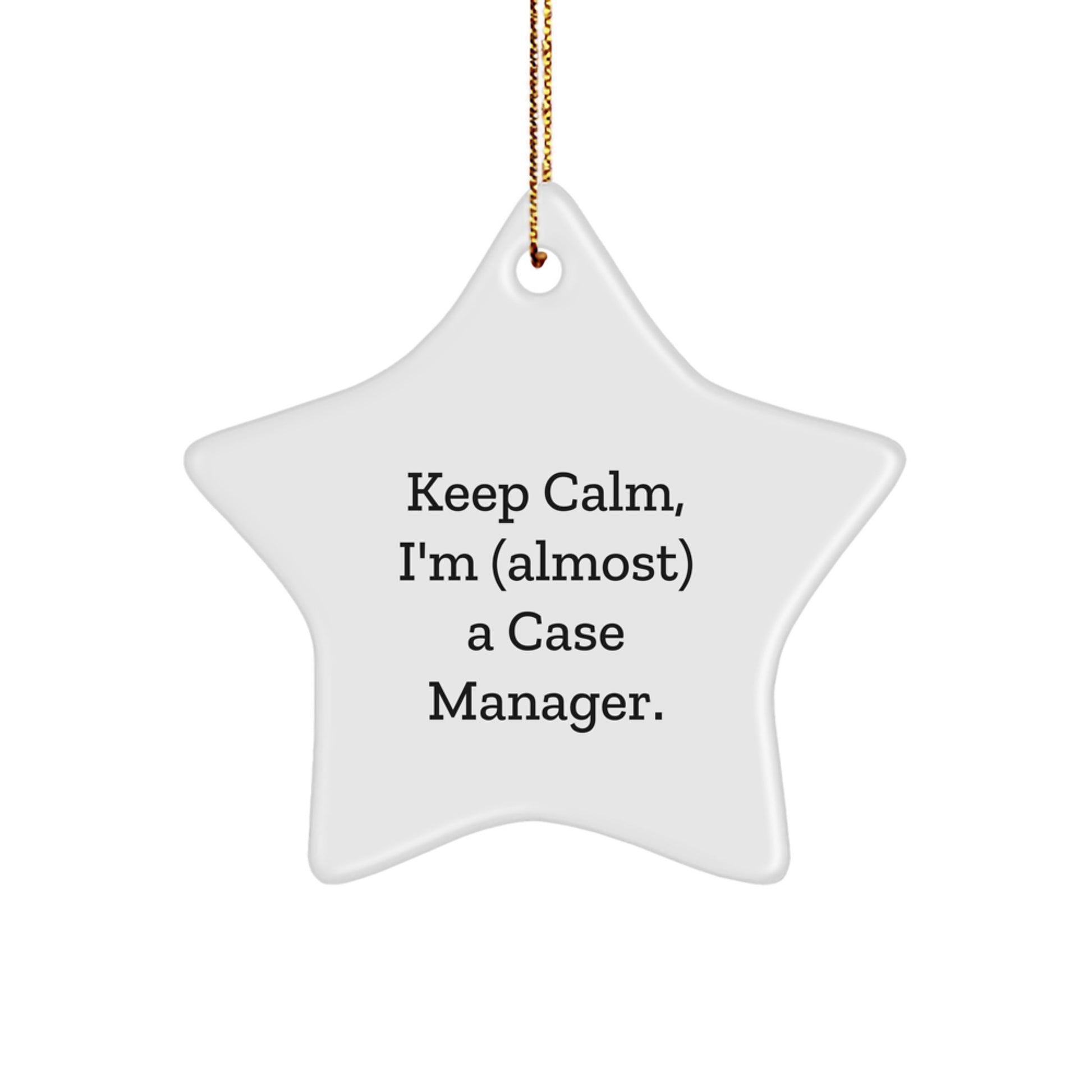 Funny Case Manager Star Ornament, 'Keep Calm, I'm (almost) A Case Manager.' Gifts from Friends to Case Managers, Christmas Unique Presents, Star Shaped Decorations - Image 1