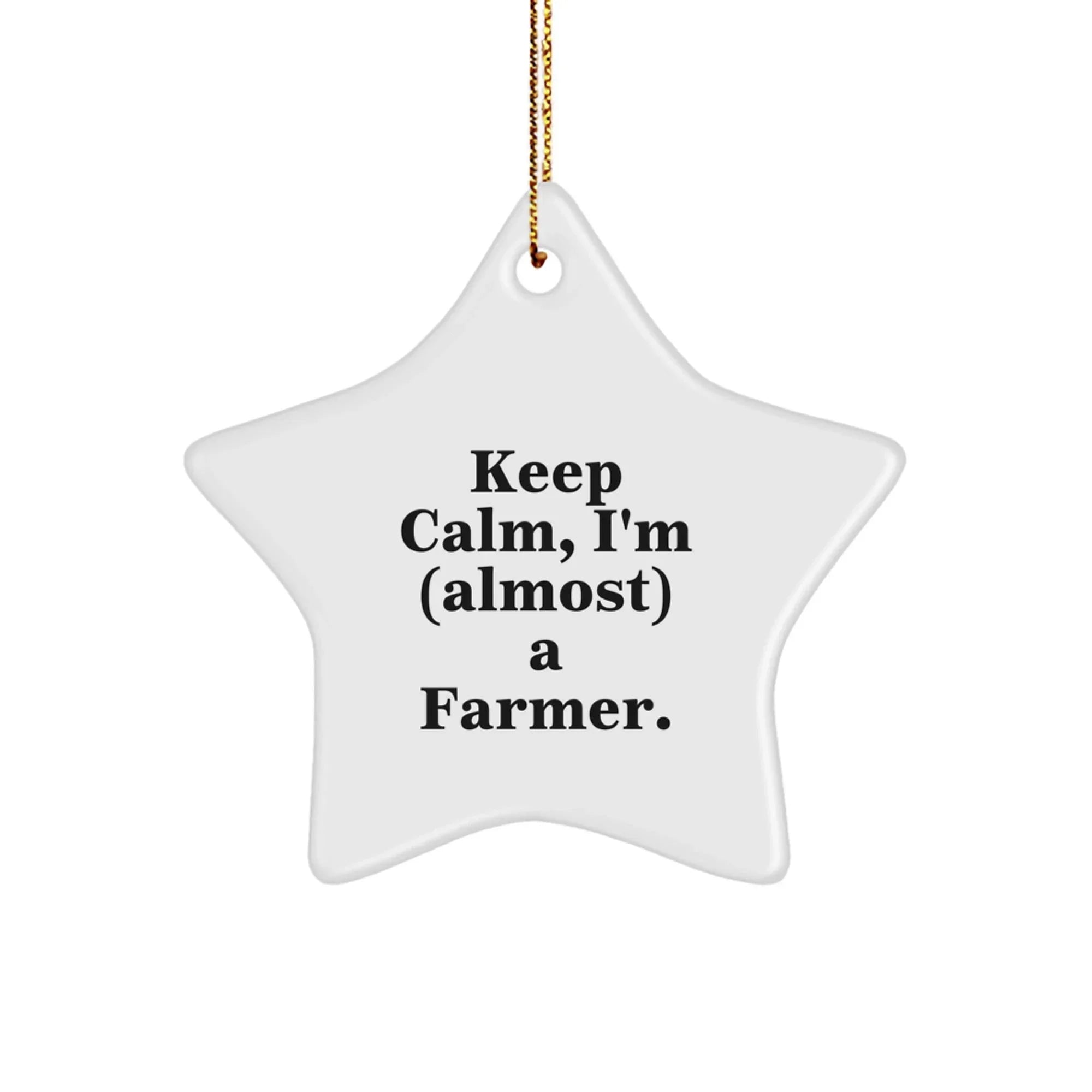 Funny Farmer Star Ornament Gifts from Friends for Christmas - Keep Calm, I'm (almost) A Farmer.